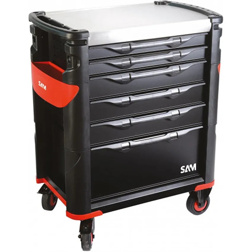 SAM Edelstahl Rollenschrank 7 Schubladen mit Rollen, 1m x 510mm x 834mm