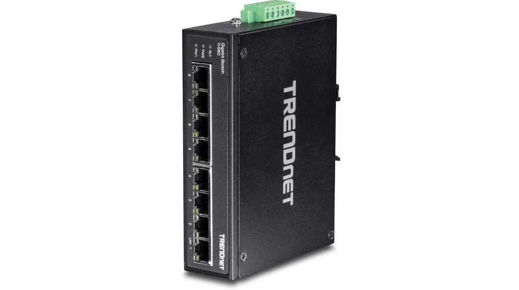 Trendnet TI Industrial-Ethernet-Switch, 8 x RJ45 / 10/100/1000Mbit/s für DIN-Schienen, 12 → 56V dc