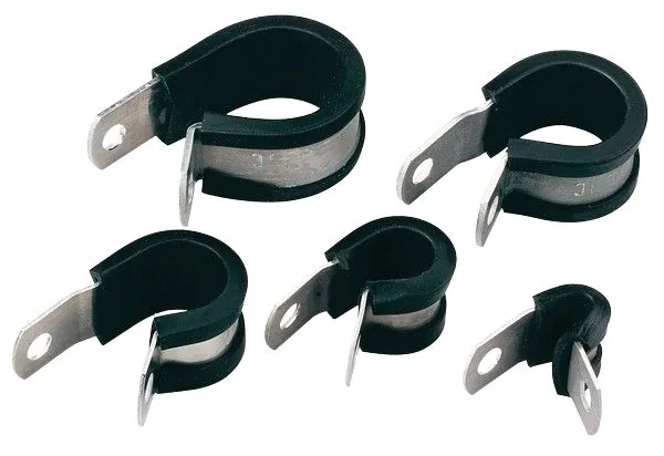 HellermannTyton Alu-P-Clamp Kabelklemme P-förmige Zange zum Schrauben, Kabel-Ø 31.8mm Alu Schwarz 16,3 mm