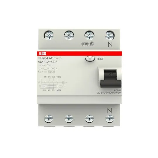 ABB FH200 RCCB, 4-polig, 63A, 30mA Typ AC CE 230/400V ac