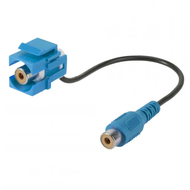 Cinch (RCA), 2-pol , Kunststoff-, Patchkabel-Einbau, vernickelte(r) Kontakt(e), Keystone Clip-In, bl