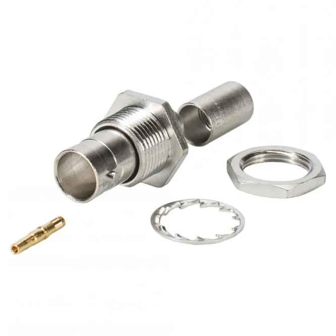 NEUTRIK BNC HD-SDI Crimp-Einbaubuchse, Gewinde 1/2", silbergrau