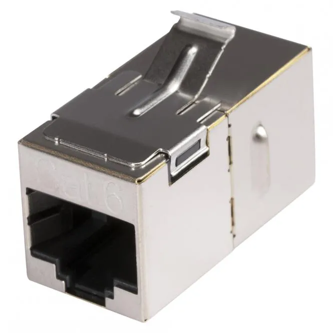 RJ45 CAT.6, 8-pol , Metall-, Patch-Einbaubuchse, vergoldete(r) Kontakt(e), Keystone Clip-In, nickelf