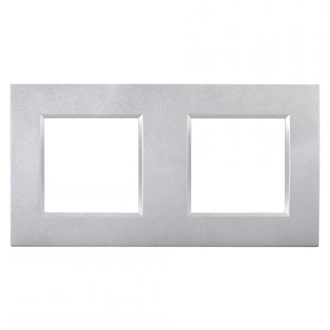 Schalterrahmen 2-fach außen 80 x 151 mm, Baugröße: 45x45 mm, Kunststoff, Farbe: alusilber | W45KS-SR