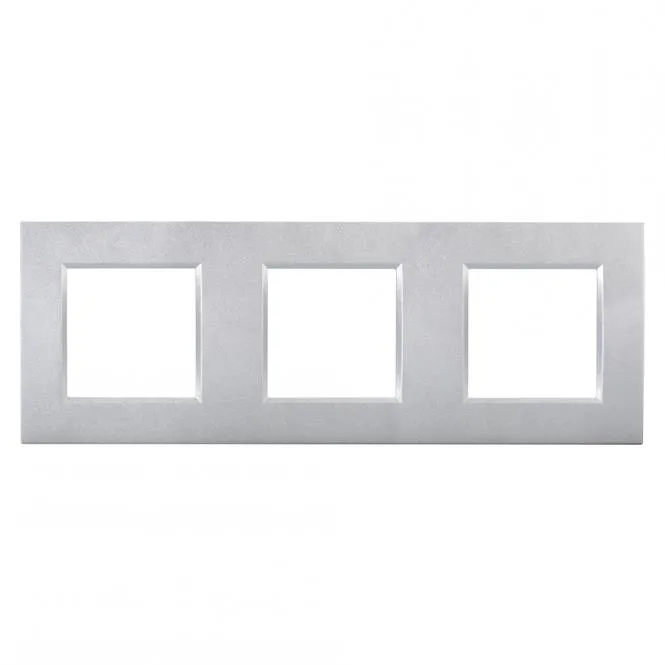 Schalterrahmen 3-fach außen 80 x 222 mm, Baugröße: 45x45 mm, Kunststoff, Farbe: alusilber | W45KS-SR